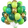PartyWoo Green Balloons, 60 pcs 12 Inch Lime Balloons, Dark Green Balloons, Lime Green Balloons, Hunter Green Balloons, Assorted Green Balloons, Green and Gold Balloons for Green Birthday Decorations
