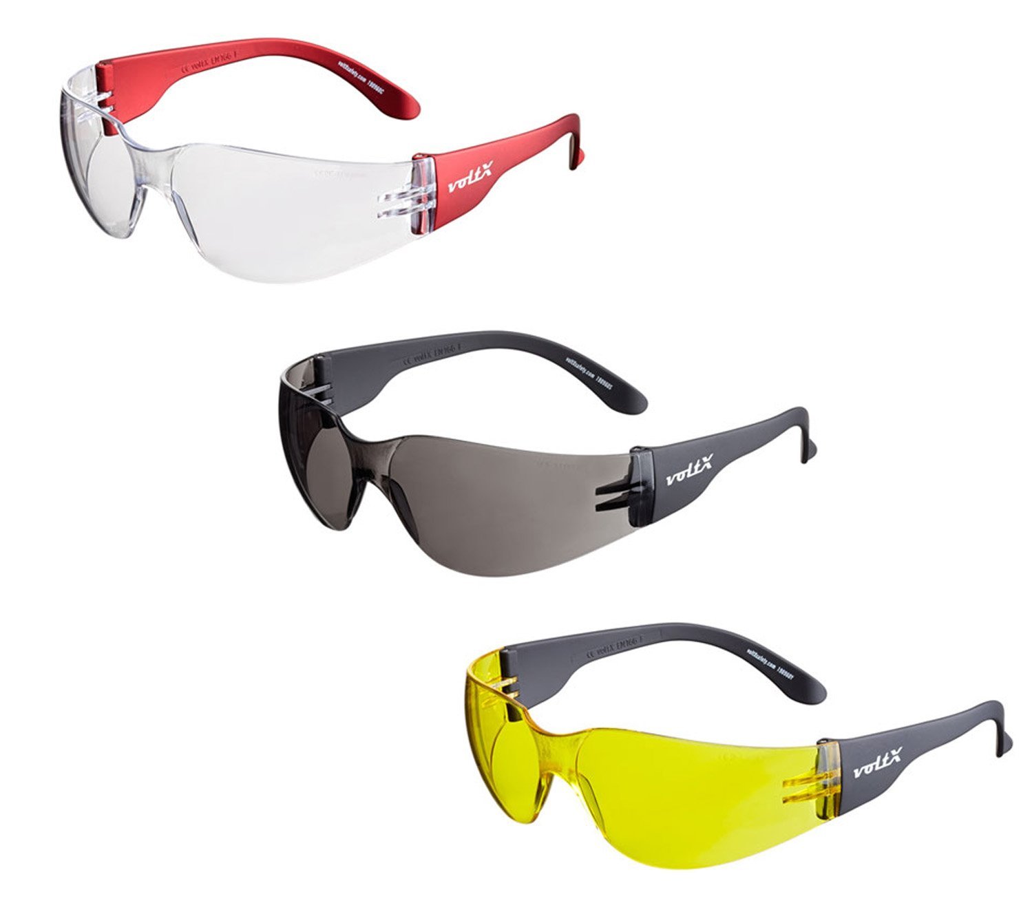 voltX 3 x GRAFTER’ Lightweight Industrial Safety Glasses, UKCA & CE EN166f Certified/Cycling Safety Glasses (Mixed Lens) Anti-fog and Anti-scratch, UV400 lens protection.