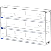 FUKANG Kitchen Wrap Organizer, Foil and Plastic Wrap Organizer 3 in 1 with Sliding Cutter, Acrylic Wrap Dispenser for Drawer or Wall Mount, Fits 12 Inch Rolls