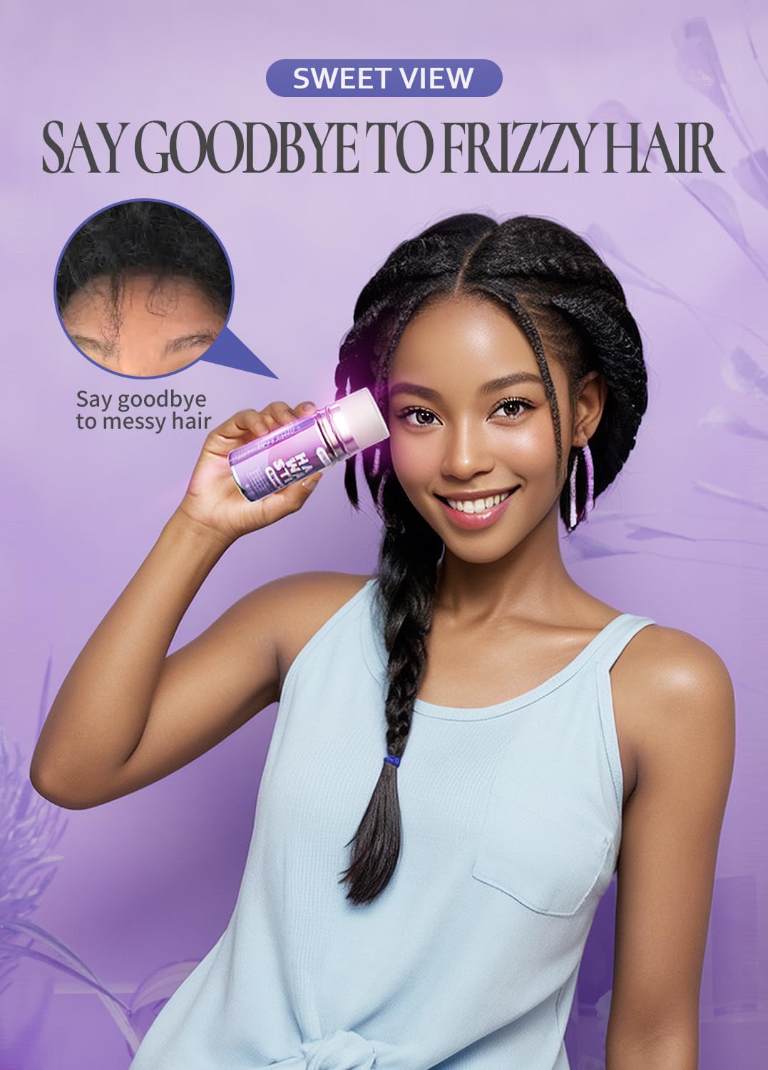 Hair Wax Stick & Slick Back Hair Brush for Tame Flyaways, Frizz, Sleek Ponytail, Buns | Pomade/Balm/Gel Stick for Woman, Styling Accessories for Girls, Kids