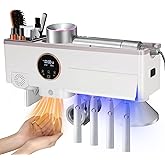 Toothbrush Holder Cleaner, Smart Automatic Toothbrush & White Hair Dryer Holder, Sensor Light, Touch Screen Timer, Bathroom Wall Accessories Organizer