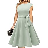 DRESSTELLS Women's Cocktail Dresses, Formal Wedding Guest Modest Church Vintage Tea Party Midi Evening Dress