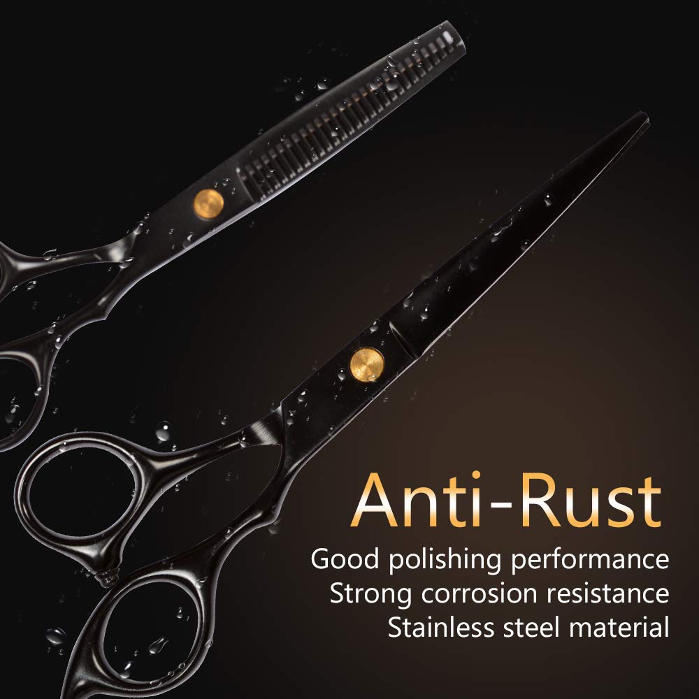 Hair Cutting Scissors Set 10 Pcs Hairdressing Scissors Kit Thinning Shears Clips Cape, Professional Barber Salon Home Shear Kit with Fine Adjustment Tension Screw Japanese Stainless Steel : Beauty