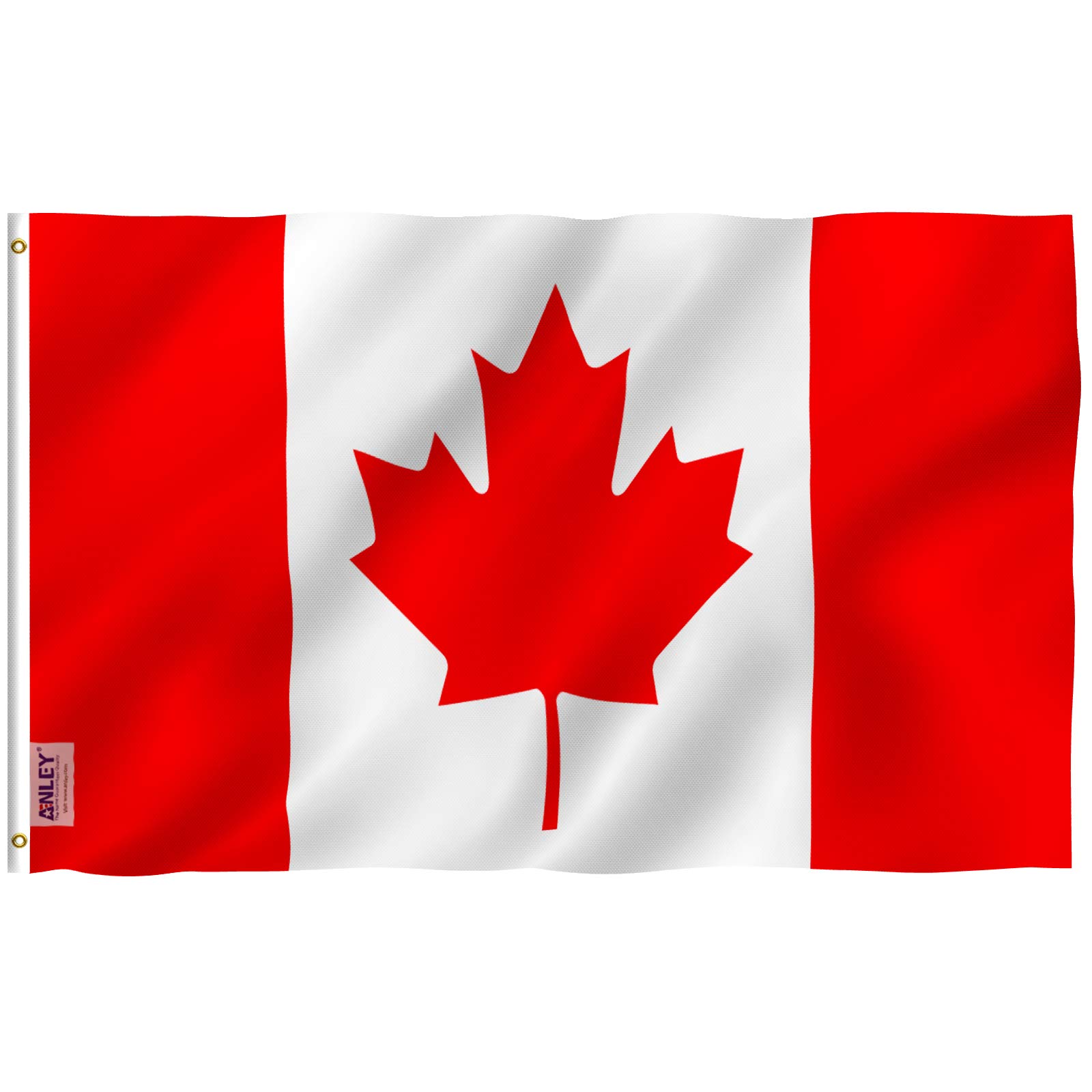 Photo 1 of Anley 3x5 Foot Canada Flag - Vivid Color and Fade proof - Canvas Header and Double Stitched - Canadian National Flags with Brass Grommets 3 X 5 Ft