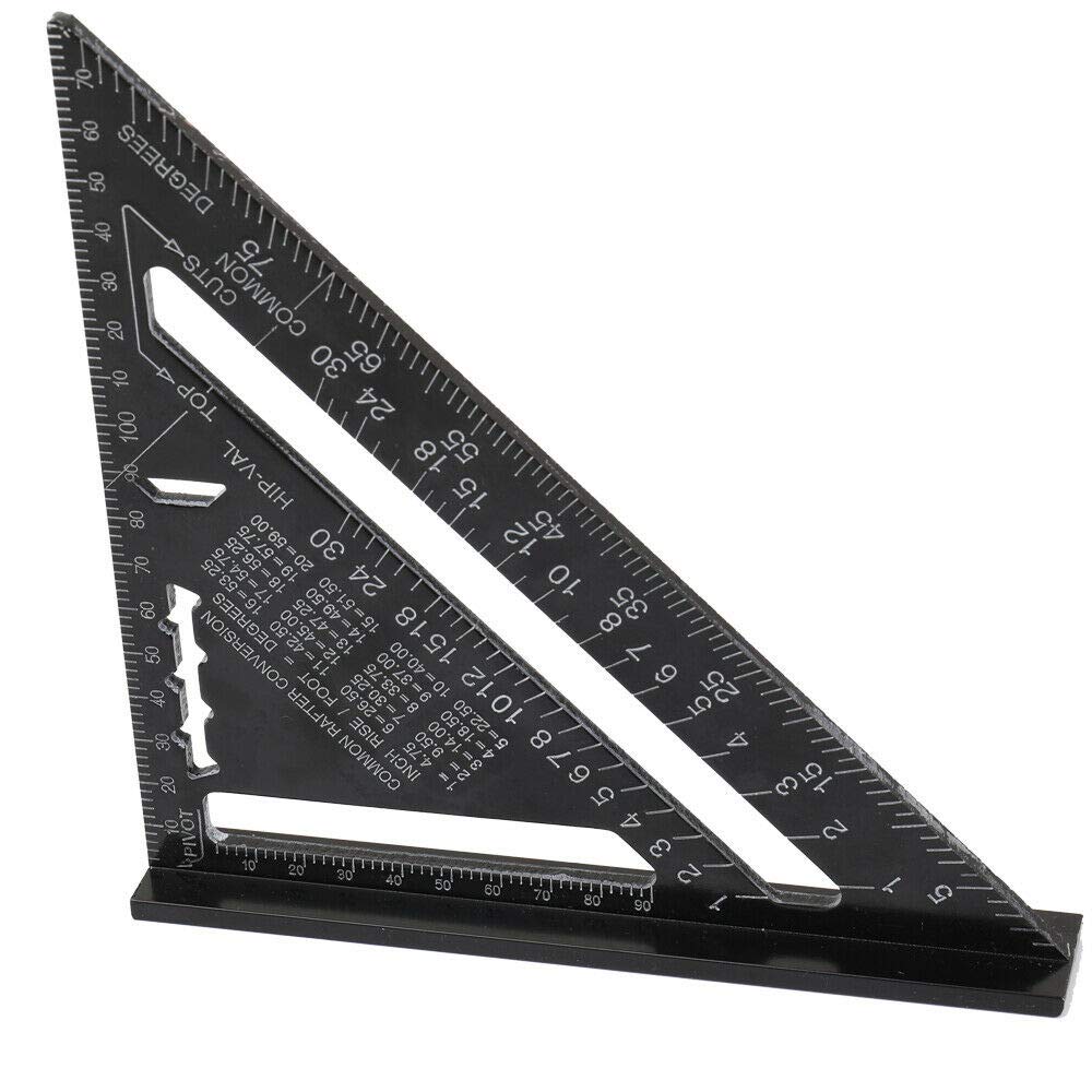 Square, Triangle Ruler Speed Square Layout Tool 7" Inch and Metric Aluminum Alloy Triangle Rafter Angle Measure Roofing Quick Roofing Measuring Tool(7" Inch and Metric in one)