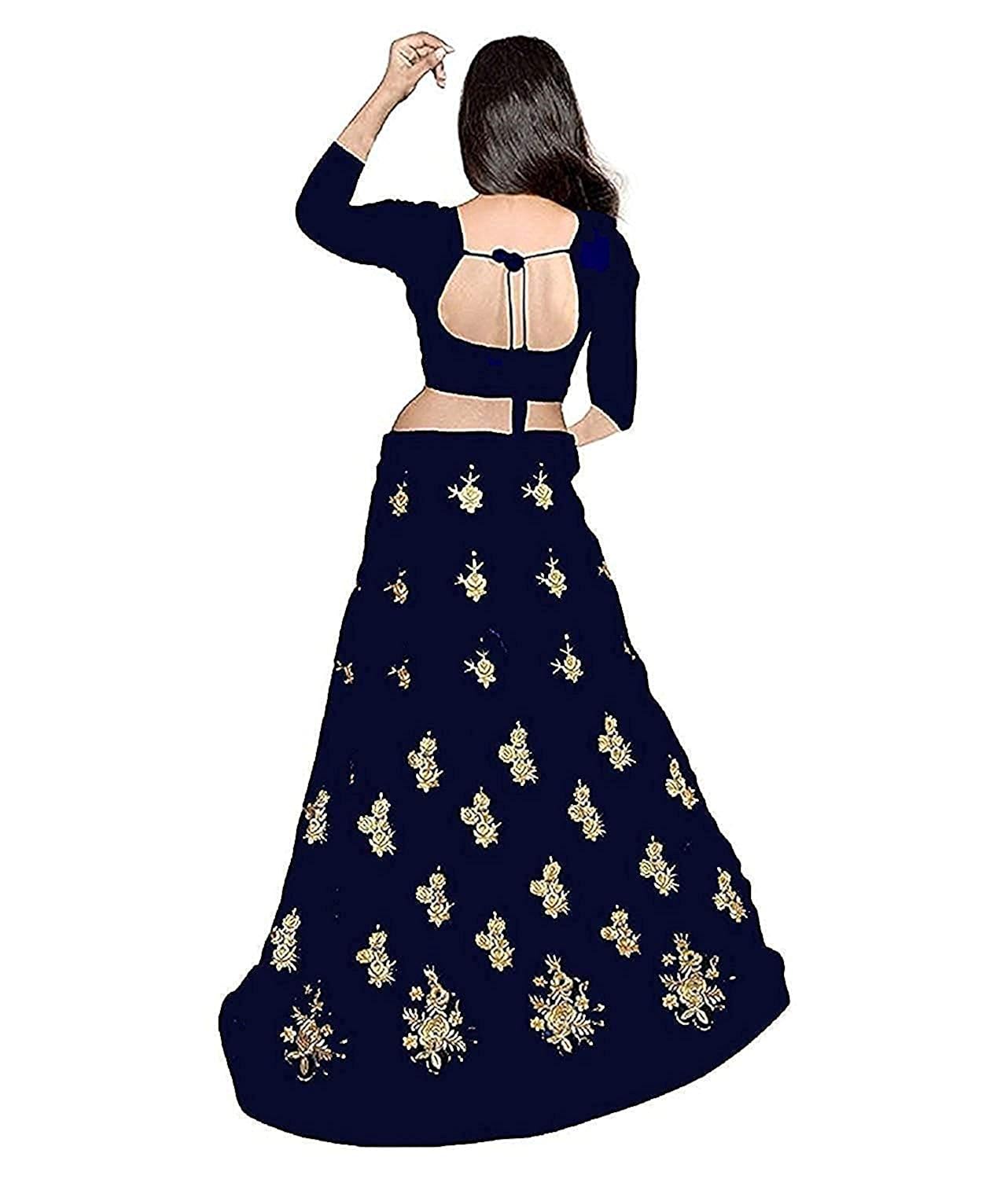 sojitra enterprise women's embroidered velvet semi stitched lehenga choli