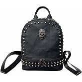 AlwaySky Women Skull Backpack Rivet Studded Fashion Daypack Gothic Purse Tassel Zipper (Ladder Rivet)