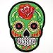 Green Rose Mexican Sugar Skull Embroidered Iron On Patches # WITH FREE GIFT#