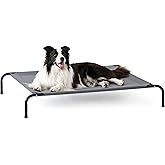 Love's cabin Elevated Cooling Dog Bed for Large Dogs, Portable Indoor &amp; Outdoor Raised Pet Dog Cat Cot, Durable Summer Frame with Breathable Mesh, Grey, 48 inches