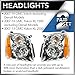 1A Auto Headlights Headlamps Left & Right Pair Set of 2 for 07-13 GMC Yukon SUV