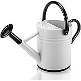 Cesun 1 Gallon Galvanized Metal Watering Can (White and Black) – Decorative Farmhouse Style Watering Pot with Removable Spout
