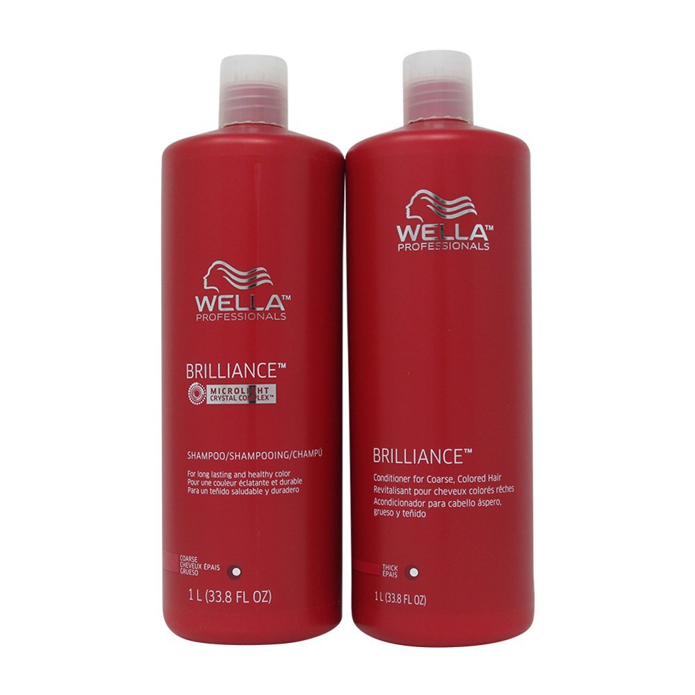 WELLA Brilliance Shampoo Conditioner Coarse Colored Hair,Liter Duo 33.8