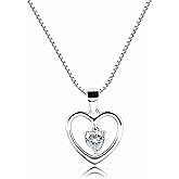 Cherished Moments Girl's .925 Sterling Silver "Dancing Heart" Simulated Birthstone Necklace