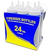 New Star Foodservice Plastic Squeeze Bottles, 24oz, 6 pk, Clear | Wide Mouth, Restaurant-Quality