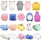 Mochi Squishy Toys, YESONE 20 Pcs Mochi Kawaii Squishies Squishy Animals Stress Toys Stress Relief Animal Toys Squeeze Toys Squishy Cats Mini Seal Squishy Cat Pig Elephant Tiger Rabbit Squishies
