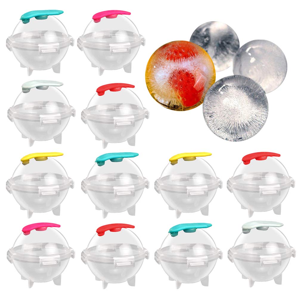 Ziyero 12 Pcs Round Ice Cube Tray - Silicone, Random Color, Dishwasher Safe