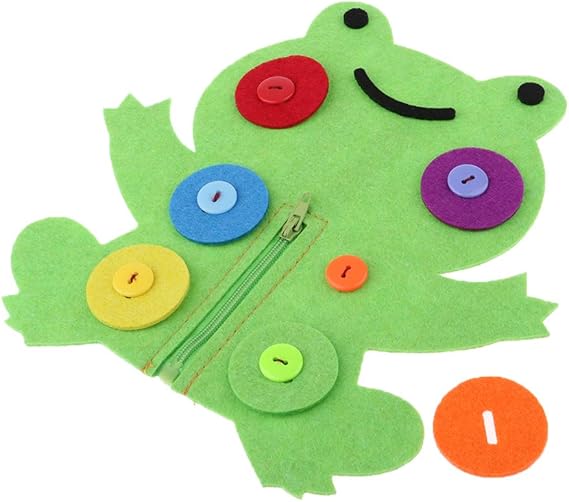 Amazon 子供 教育玩具 手作りフェルト ジッパーおもちゃ ボタン練習 紐通しおもちゃ 全10サイズ カエル ダイス サイコロ おもちゃ