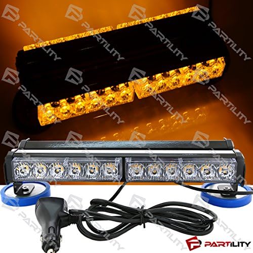 13 inch 72W LED Light Magnet Warn Strobe Flashing Bar Hazard Roof Construction Emergency Roof (13", Amber)