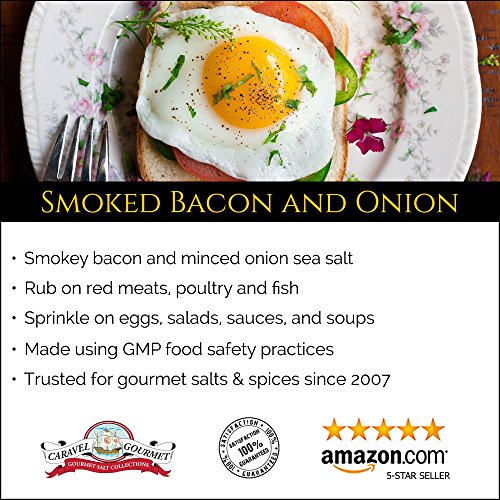 Smoked Bacon & Onion Fine Sea Salt - Smoked Bacon Infused Natural Sea Salt Smoked Over Alderwood & Blended W/ Minced Onion -Gluten Free No-MSG Non GMO Cooking & Finishing Salt - 4 Ounces Stackable Jar - Thumbnail 5