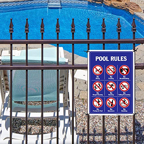 Pool Rules Sign, No Diving No Pushing No Running No Peeing In Pool