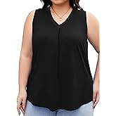 FOREYOND Plus Size Tank Tops for Women V Neck Sleeveless Tank Top Casual Basic Shirt Loose Fit Flowy Blouse 1XL-5XL