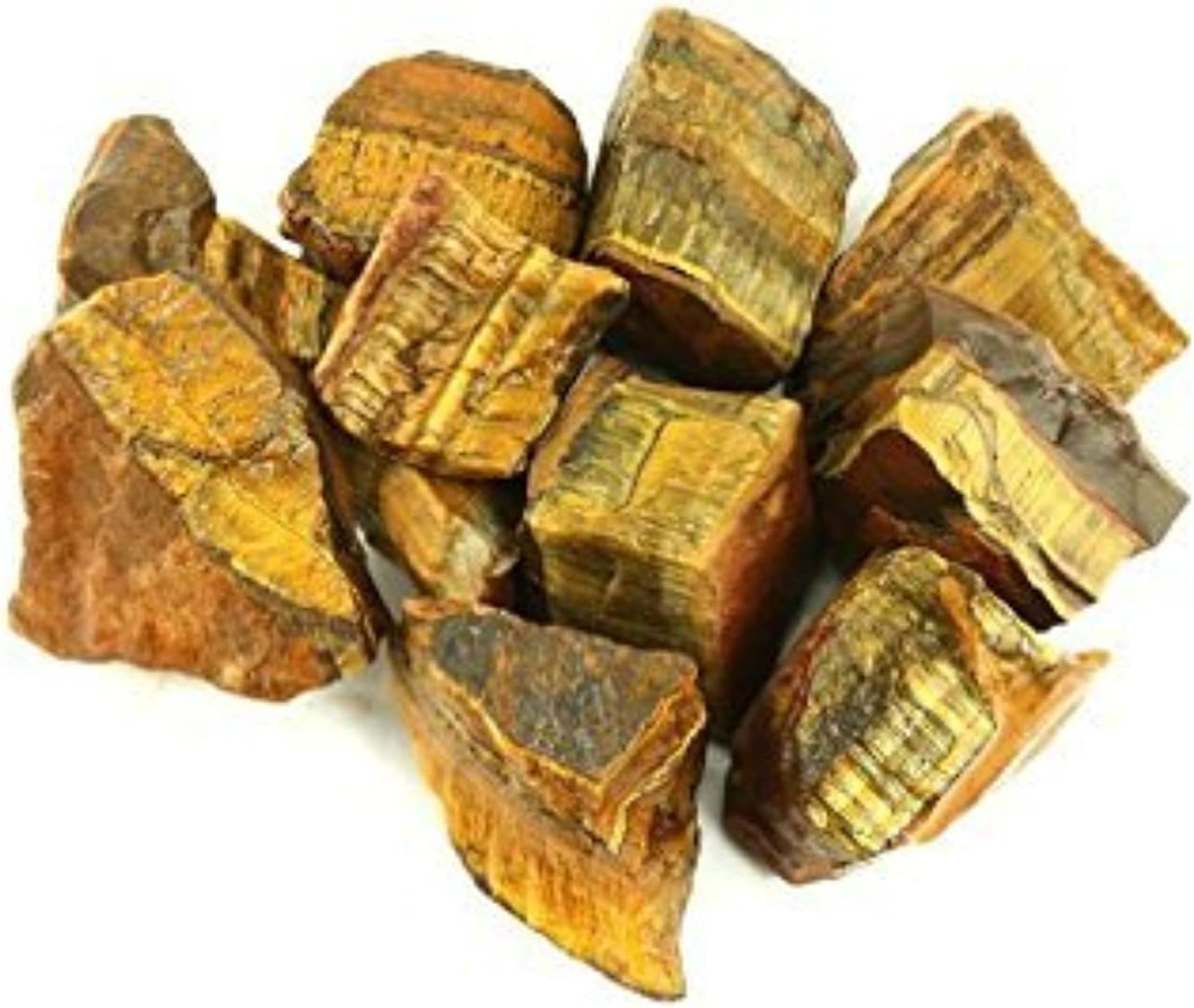 Hardscaping Materials - Crystal Allies 1 Pound Bulk Rough Gold Tiger Eye Reiki Crystal Healing Stones Large 1