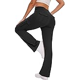 Hispotim Flare Leggings for Women Yoga Pants with Cargo Pockets High Waist Work Casual Travel Bootcut Leggings
