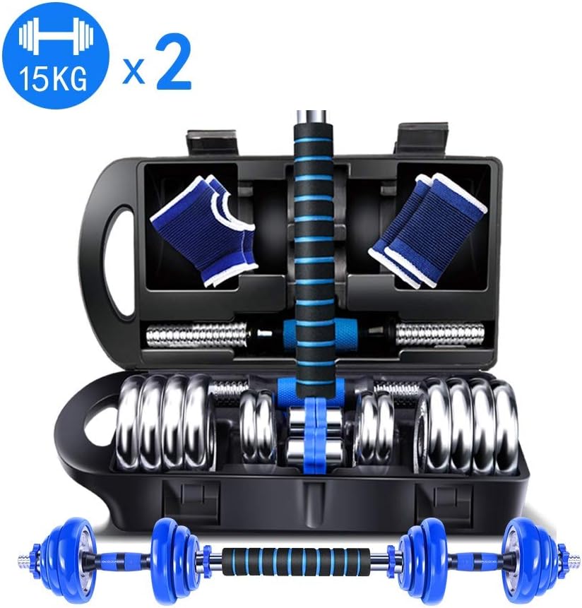 Afairy Silver Electroplating Dumbbell Set Adjustable Weights Dumbbells Man with Carry Case Barbell Home Gym Fitness Training