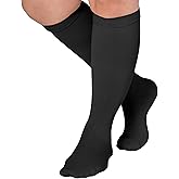 ABSOLUTE SUPPORT Medical Compression Stockings for Women & Men 15-20mmHg - Opaque Graduated Compression Support Stockings for Work, Running, Hiking, Sports, Workout, Travel, Flight, Black, X-Large