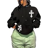 SOLY HUX Women's Graphic Hoodies Y2k Gothic Drawstring Long Sleeve Sweatshirt Casual Hooded Pullover Tops Streetwear