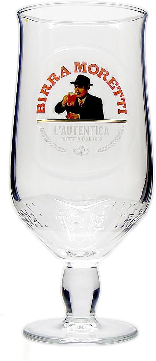 Personalised Branded 1 Pint Birra Moretti Beer Lager Glass with Stem
