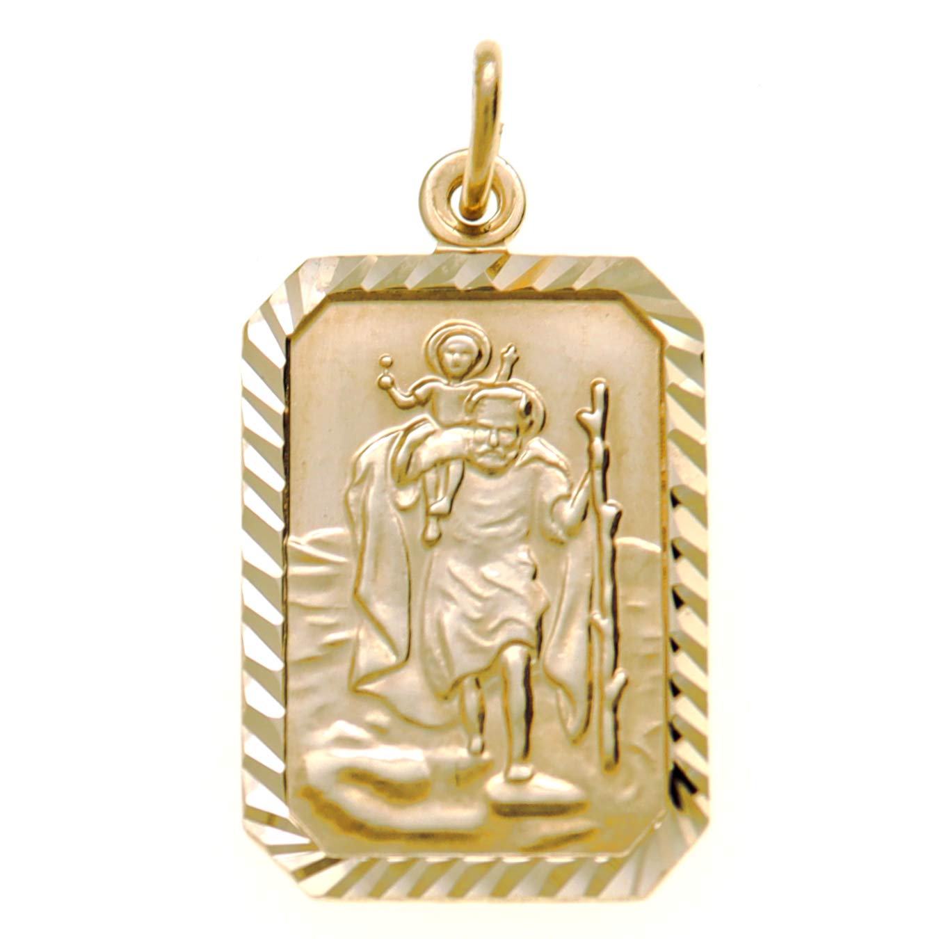 Alexander Castle Solid 9ct Gold St Christopher Pendant Medal for Women Men Boys Girls - 22mm x 16mm - PENDANT ONLY with Jewellery Gift Box