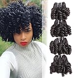 Funmi Hair 4 Bundles Natural Omber Black Unprocessed Human Remy Hair Short Curly Weave Brazilian Virgin Hair Extensions 200g/lot (10 10 10 10, Funmi)