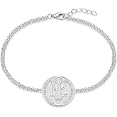 FJ Saint Benedict Bracelet 925 Sterling Silver Patron St Benedict Medal Amulet Protection Religious Jewelry for Men Women