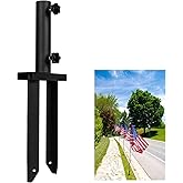 KSWLOR Flag Spike Ground Stake, Ajustable Metal Flag Pole Stakes, Feather Flag Stake Base, Ground Spike Flag Pole Holder, Ground Outdoor Banner Stakes for Garden Lawn Suitable for 0.5-1 inch Rods