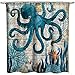 ECONIE Octopus Shower Curtain Ocean Animal Landscape Waterproof Polyester Blackout Draperies Window Solid Grommet with 12 Hooks for Bedroom Livingroom Bathroom,71 x 71 (12)…