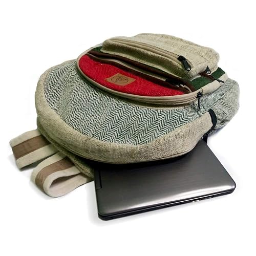Ojas Yatra Large Hemp Backpack - Green & Red - Pure Natural  display picture 3