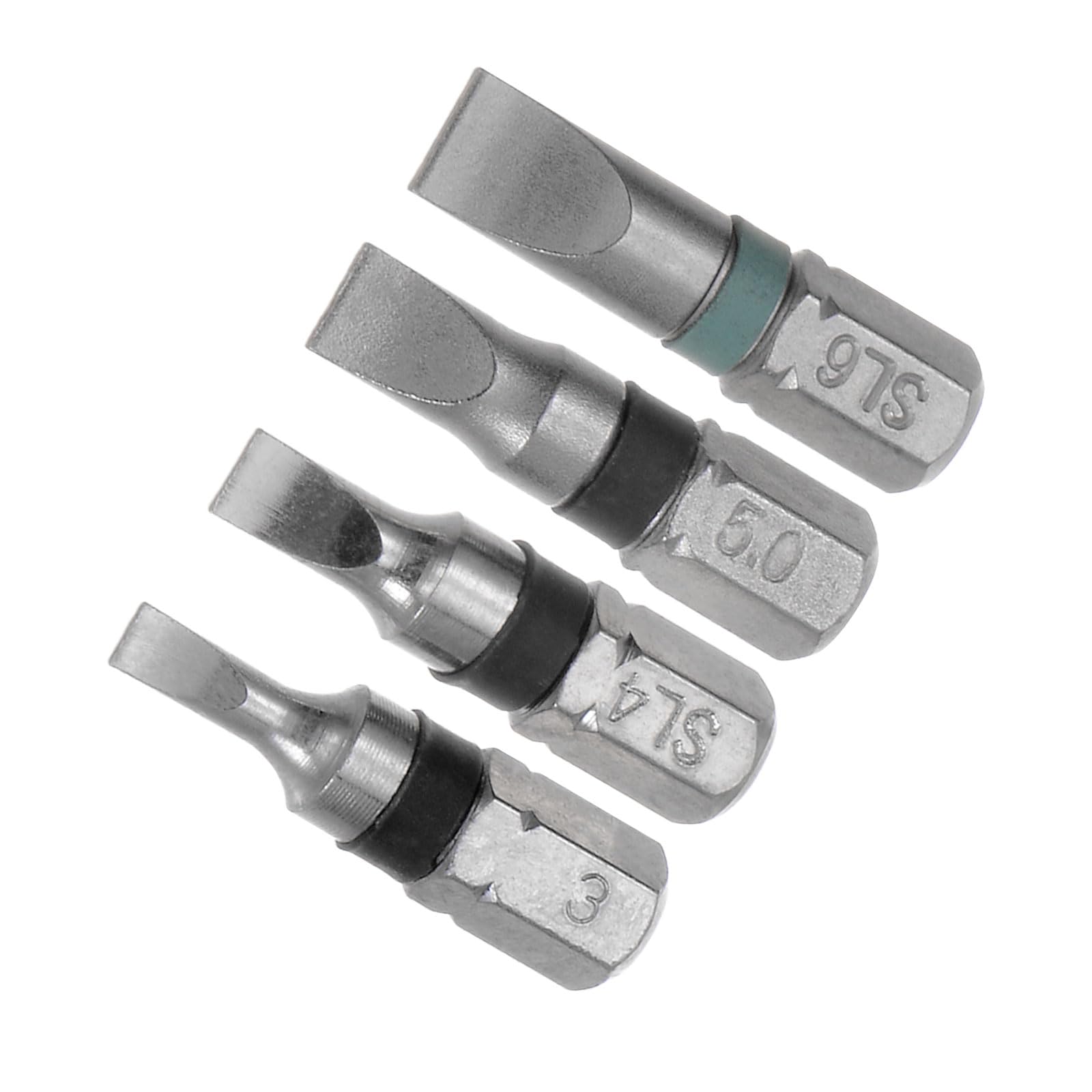 CoCud Slotted Screwdriver Bits, 3-6mm Head 25mm Length 1/4" Hex Shank, Steel Flat Head Screwdriver Bit - (Applications: for Automobile Repair), 4-Pieces