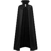 Stand Collar with Hood Reversible Cloak Masquerade Cape Costume, Black and Red
