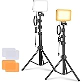 NEEWER Basics 2 Pack LED Video Light Panel Lighting Kit, Bi Color Dimmable Portable Studio Lights with Stands & Filters, 3200