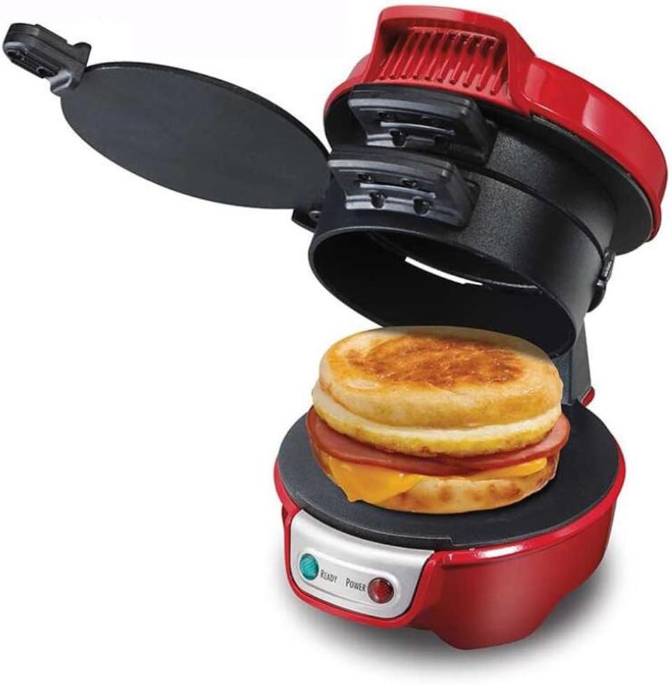 Sandwich Maker Quality Quick Hamburger Breakfast Sandwich Maker Machine Muffins Cheese Sandwich Machine Stainless Steel, red Stainless Steel