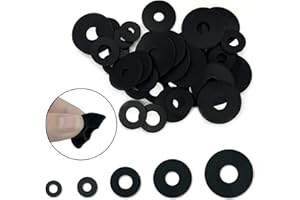 200 Pcs Flat Rubber Washers Assortment Kit: RonJea Black Rubber Flat Washer for Bolts/Faucets/Screws/Garden Hose/Plumbing, Rubber Bushing Gasket kit (5 Sizes)