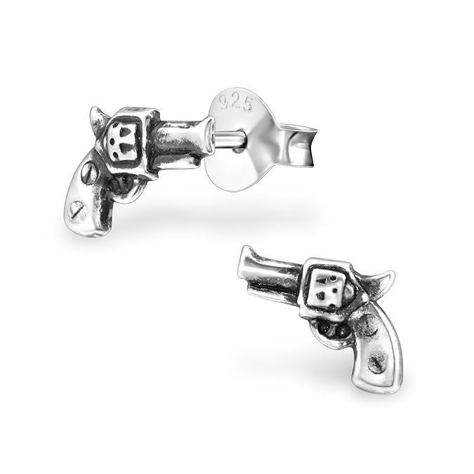 Pistolen-Ohrstecker - 925 Sterling-Silber - Größe: 5 mm x 6 mm - inklusive Geschenkbox - The Rose & Silver Company - RS0499.