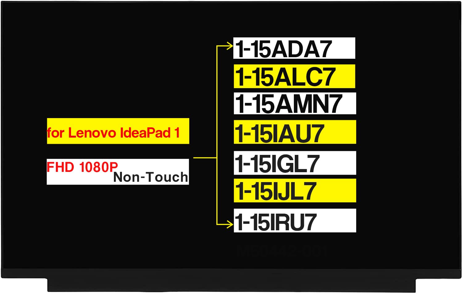 Photo 1 of 15.6" Replacement for Lenovo Ideapad 1-15ADA7 1-15ALC7 1-15AMN7 1-15IAU7 1-15IGL7 1-15IJL7 1-15IRU7 Screen LCD Display Panel (FHD 1920×1080 30 Pins Non-Touch)