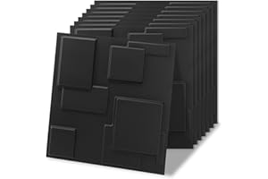Art3d 20 Pack Decorative 3D Wall Panels, 19 Sq.Feet PVC Interior Wall Décor, 11.8"x11.8", Black
