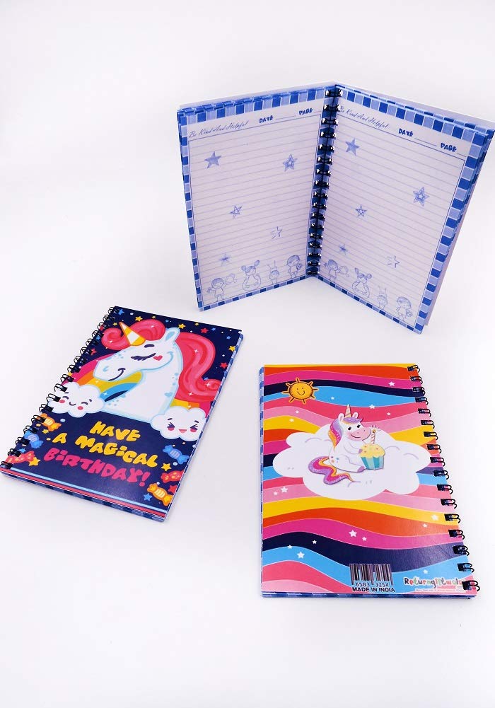 Pack of 4 Unicorn Theme Big Size Diaries|Unicorn Theme Birthday Return Gift for Kids