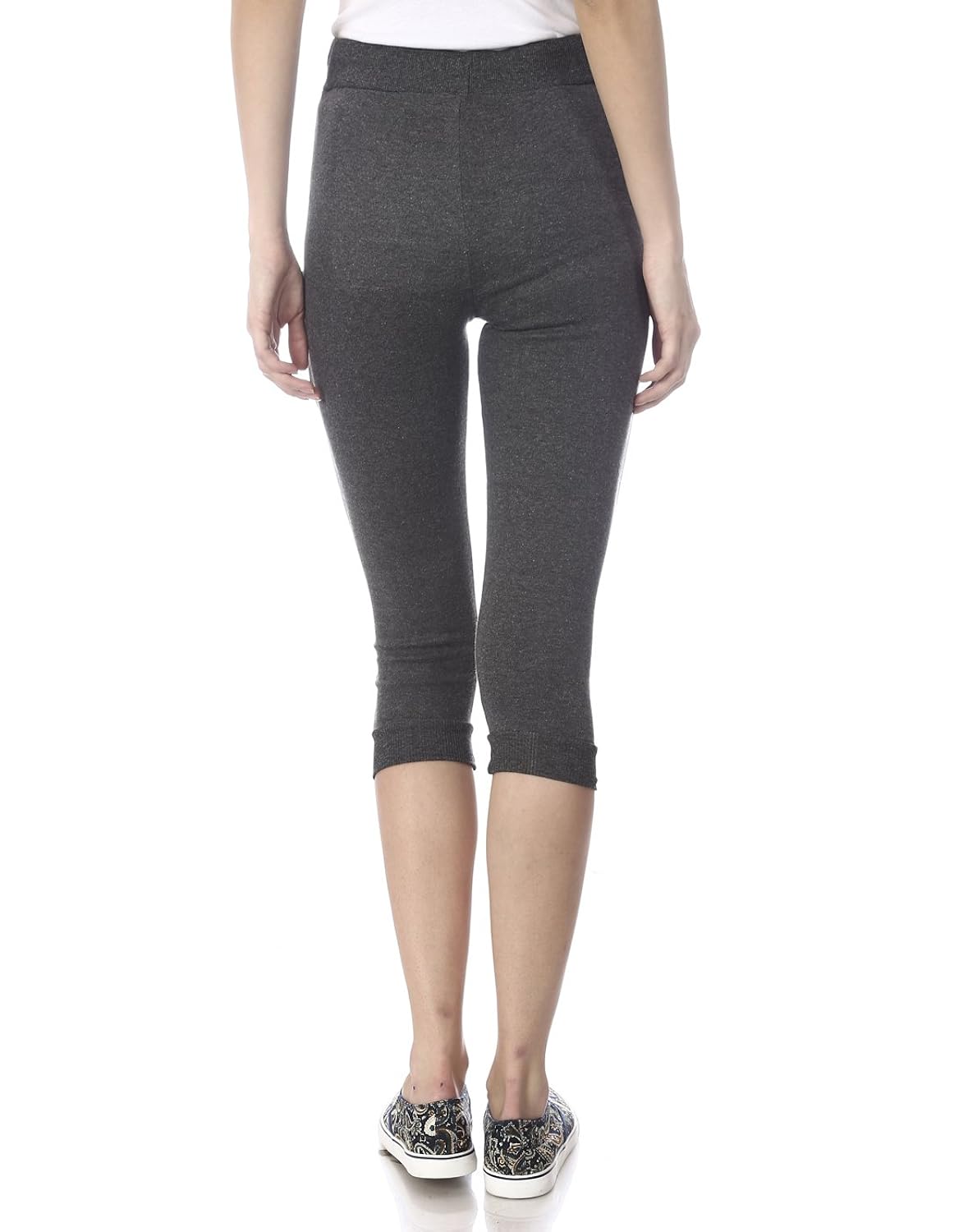 goldstroms women's solid cotton capri with zipper pocket and bottom grip