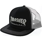 Thrasher Magazine Logo Embroidered Black/Silver Mesh Trucker Hat - Adjustable
