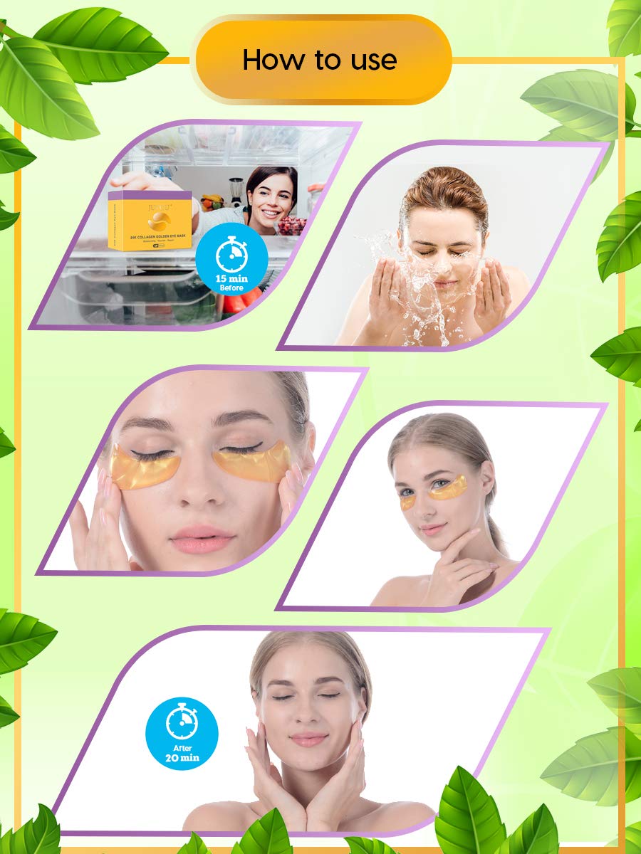 Under Eye Patches, Eye Mask, Gold Under Eye Mask, Gold Eye Mask, Eye Pads, Collagen Eye Patch, JUYOU Eye Patch For Anti-wrinkles, Puffy Eyes, Dark Circles, Fine Lines Treatment (30Pairs 24k Gold) : Beauty