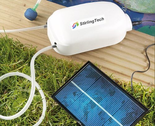 Stirlingtech Solar Power Pond Oxygenator Aquarium Air Pump Oxygen Pool Fishpond Fish Tank Pet Fish